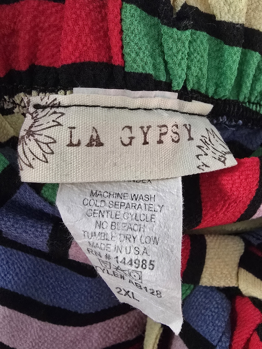 LA Gypsy Vintage Women's Multicolor Striped Shorts 2X Plus Festival Boho Pride - Picture 4 of 8